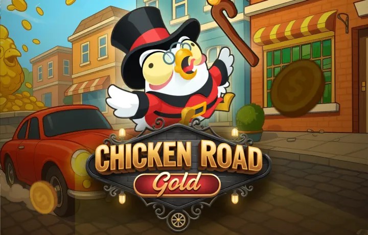 Chicken Road Gold slot logo by InOut at Boomzino Casino