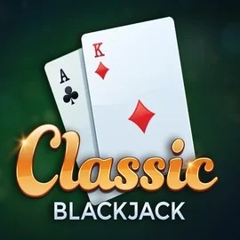 Classic Blackjack slot logo by Red Tiger Gaming at Boomzino Casino